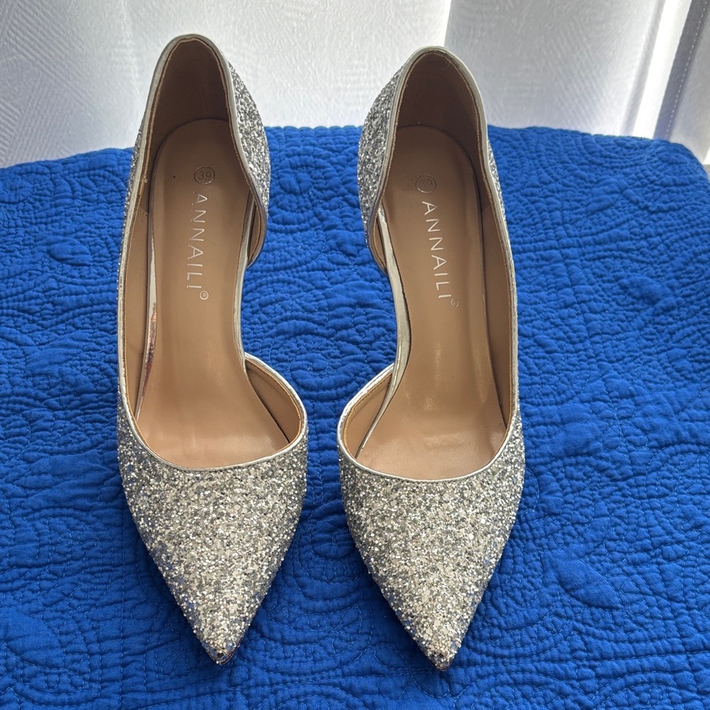 Silver Glitter Heels